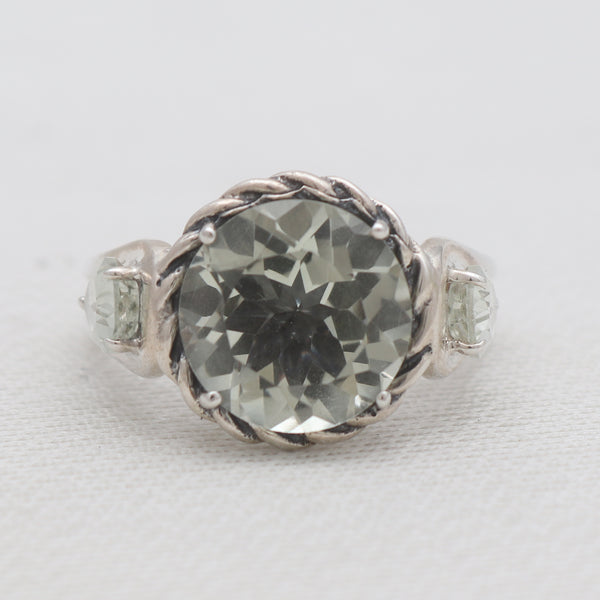 Green Amethyst Silver Designer Rings