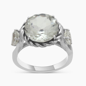 Green Amethyst Silver Designer Rings