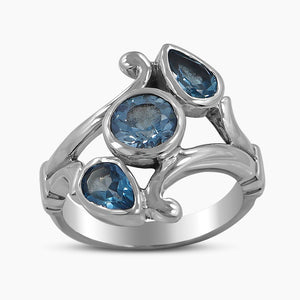 925 Sterling Silver Blue Topaz Rings