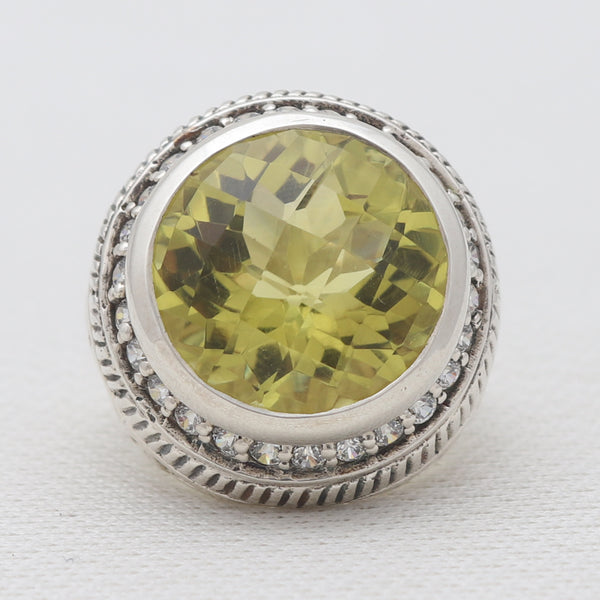 Green Gold With White Topaz Silver Rings