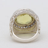 Green Gold With White Topaz Silver Rings
