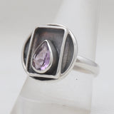 Black Oxidized Purple Amethyst Silver Rings