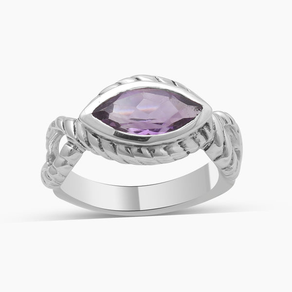 Purple Amethyst Silver Rings