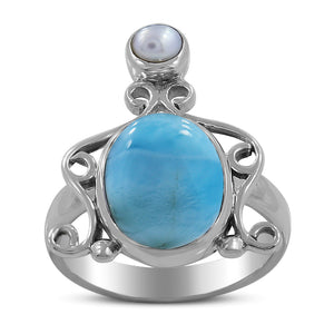 925 Sterling Silver Larimar Ring