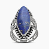 Natural Lapis Lazuli Silver Rings