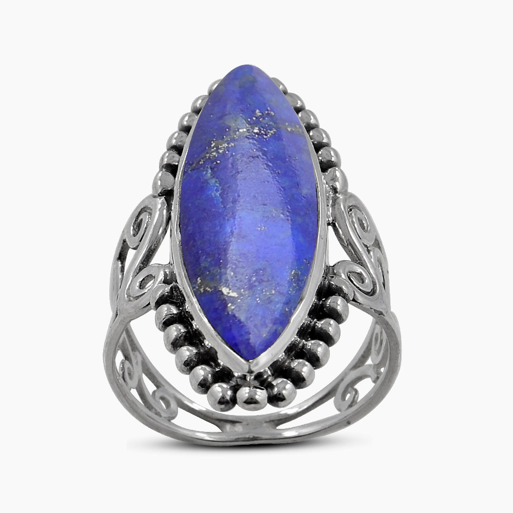 Natural Lapis Lazuli Silver Rings