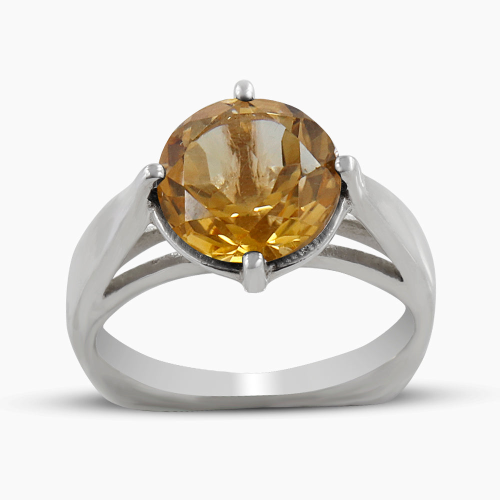 Natural Citrine Silver Rings