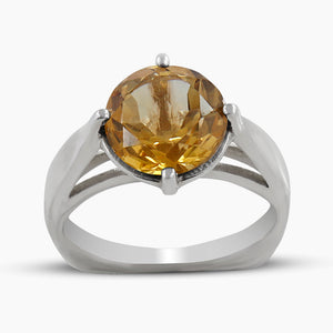 Natural Citrine Silver Rings