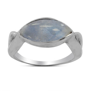 Natural Rainbow Moonstone Silver Ring