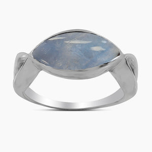 Natural Rainbow Moonstone Silver Rings