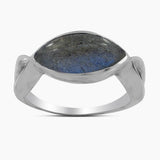Natural Rainbow Moonstone Silver Rings