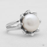 925 Sterling Silver Pearl Lotus Rings