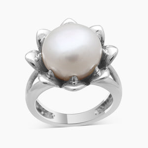 925 Sterling Silver Pearl Lotus Rings