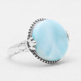 Blue Larimar 925 Sterling Silver Handmade Jewelry Ring