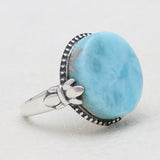 Blue Larimar 925 Sterling Silver Handmade Jewelry Ring