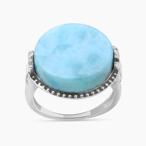 Blue Larimar 925 Sterling Silver Handmade Jewelry Ring