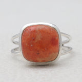 Natural Black Onyx Cab Silver Rings