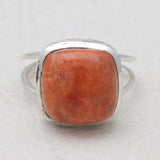 Natural Black Onyx Cab Silver Rings