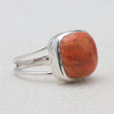 Natural Black Onyx Cab Silver Rings