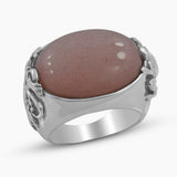 Peach Moonstone Men's Silver Rings