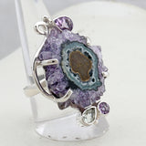 Amethyst Slice Silver Ring