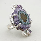 Amethyst Slice Silver Ring