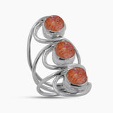 Natural Rainbow Moonstone Silver Ring