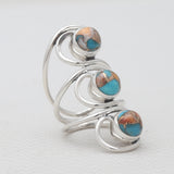 Natural Rainbow Moonstone Silver Rings