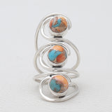 Natural Rainbow Moonstone Silver Rings