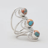Natural Rainbow Moonstone Silver Rings