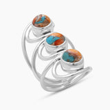 Natural Rainbow Moonstone Silver Rings