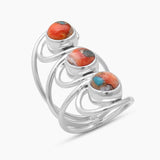 Natural Rainbow Moonstone Silver Rings