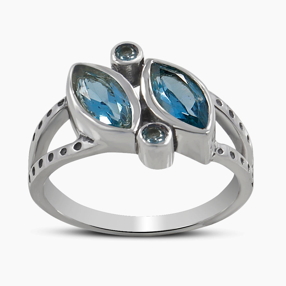 Blue Topaz Silver Rings