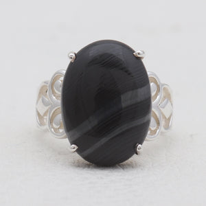 Psilomelane Silver Designer Rings