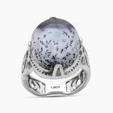 Fossil Black Coral Silver Rings