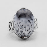 Fossil Black Coral Silver Rings