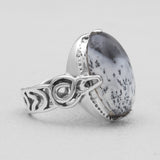 Fossil Black Coral Silver Rings