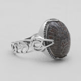 Fossil Black Coral Silver Rings