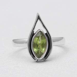 925 Sterling Silver Green Peridot Rings