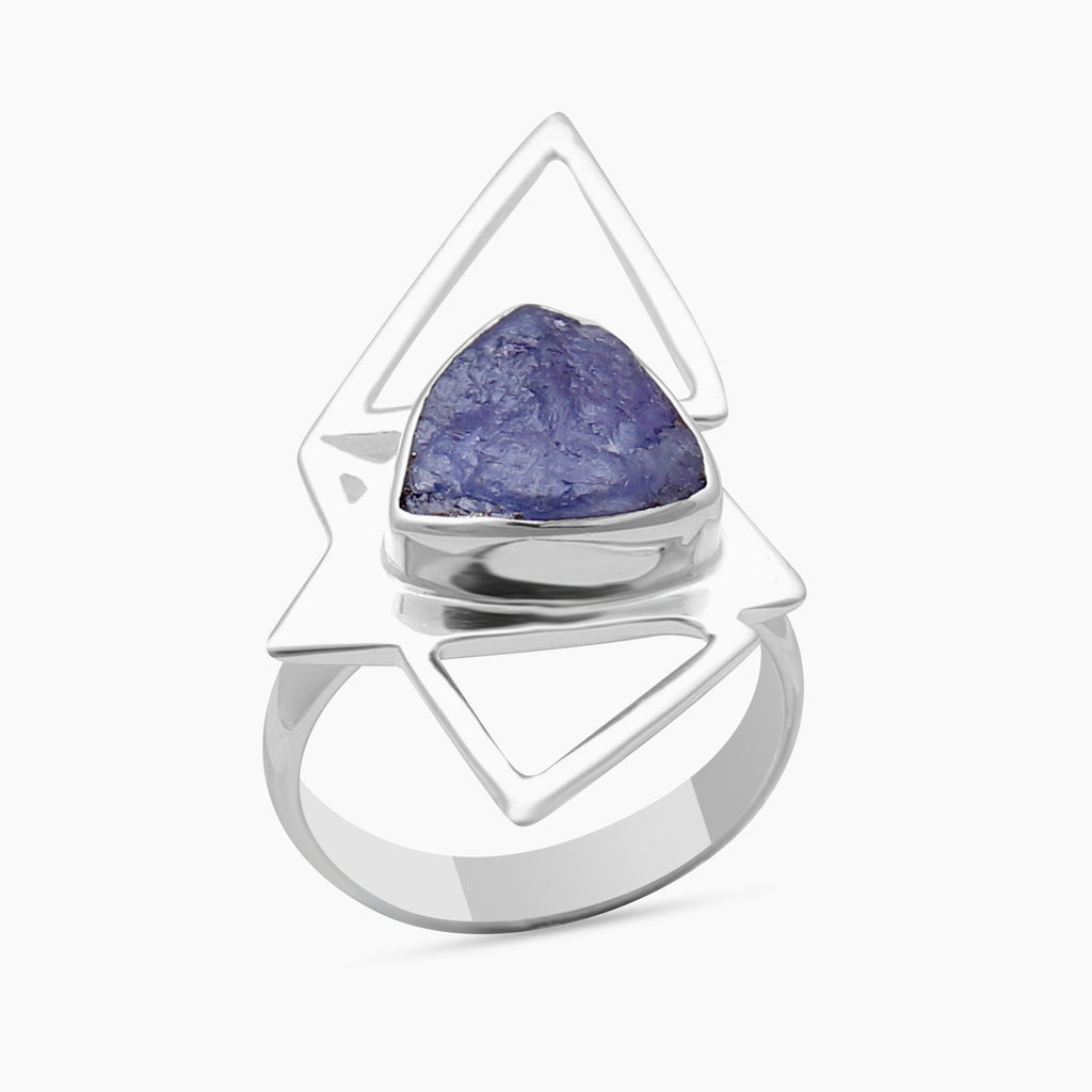 Rough Tanzanite Silver Rings