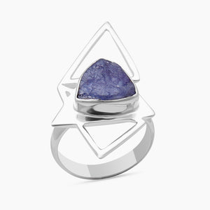 Rough Tanzanite Silver Rings