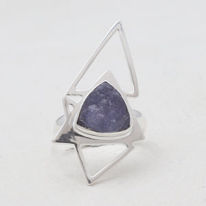 Rough Tanzanite Silver Rings