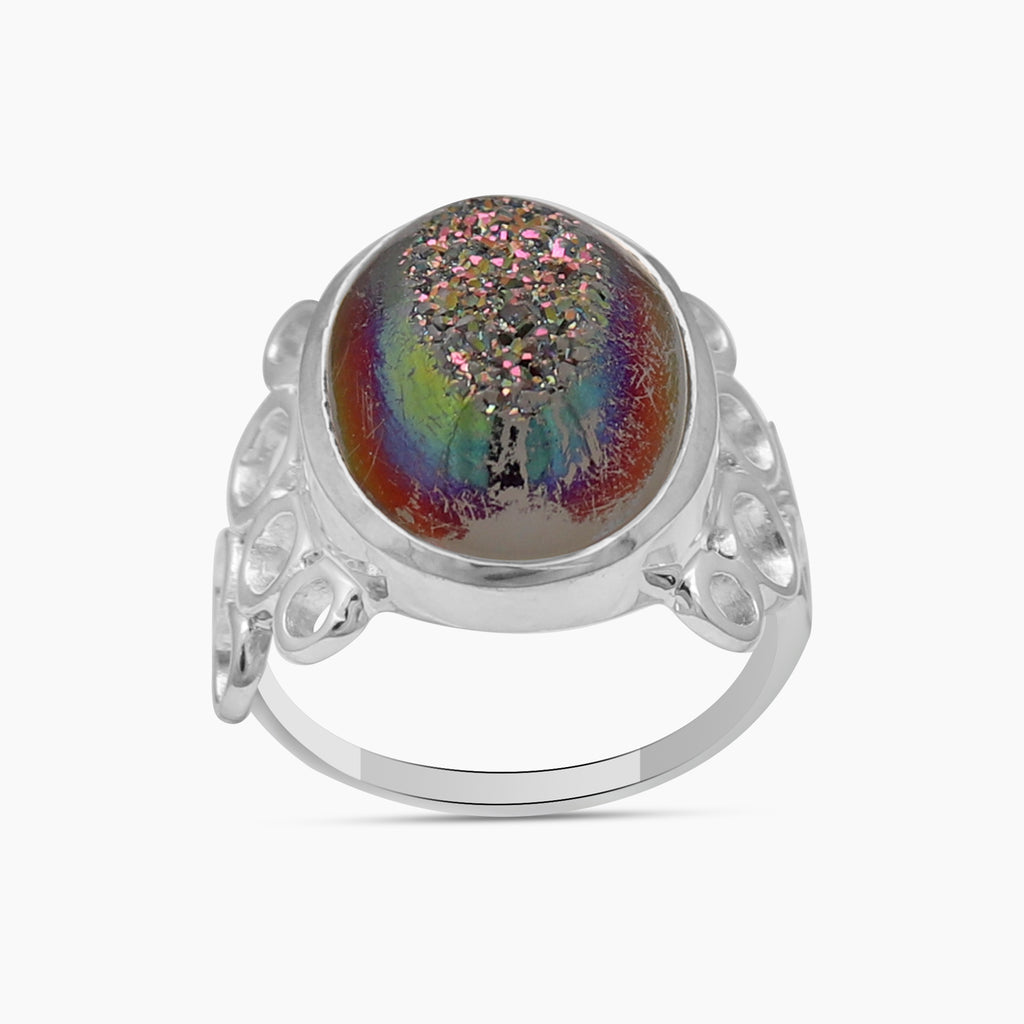 Titanium Druzy Silver Rings