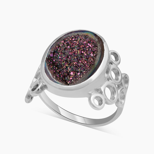 Titanium Druzy Silver Rings