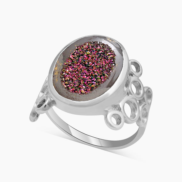 Titanium Druzy Silver Rings