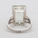 Octagon Cut Green Amethyst Silver Rings