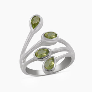Natural Peridot Silver Rings