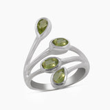 Natural Peridot Silver Rings