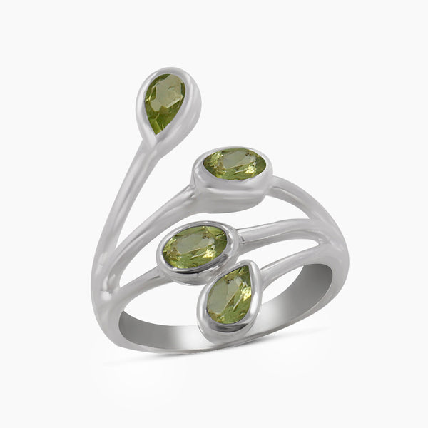 Natural Peridot Silver Rings