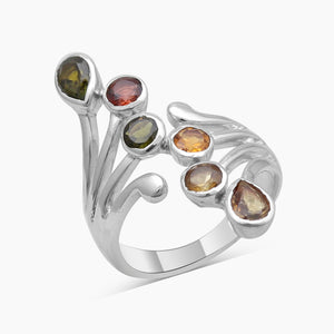 Multicolor Tourmaline Silver Rings